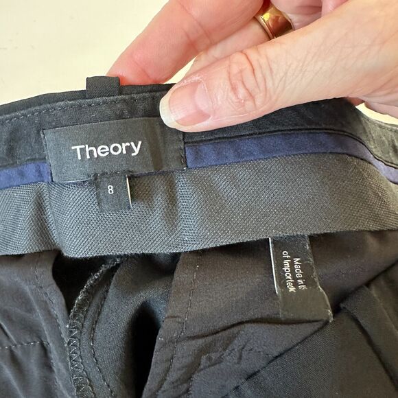 Theory Black The Testra 2B Straight Leg Wool Stretch Classic Crop Trousers 8 - Picture 8 of 15